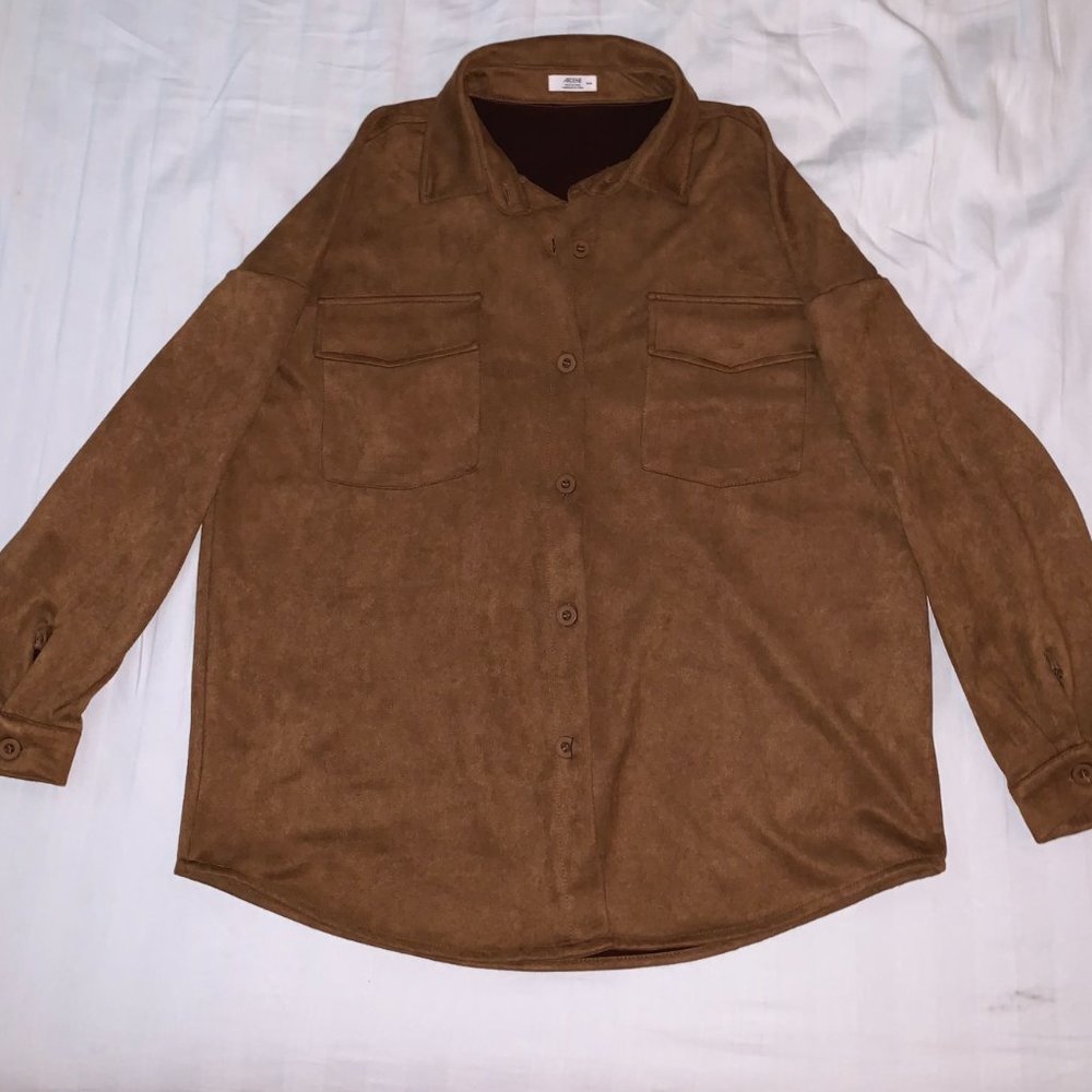Suede-Effect Button Up - Picture 2 of 3